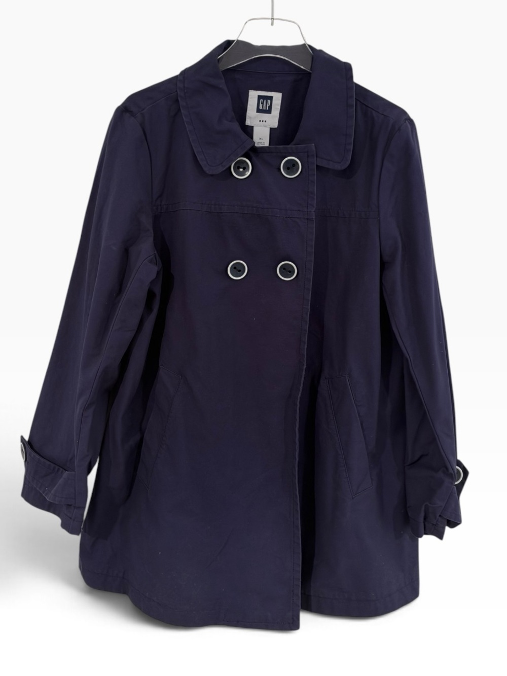 GAP Navy Double-Breasted A-Line Trench Coat - NWOT